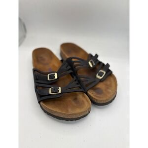 Birkenstock Granada Black Nubuck Leather Soft Footbed Sandals Women 40 L9